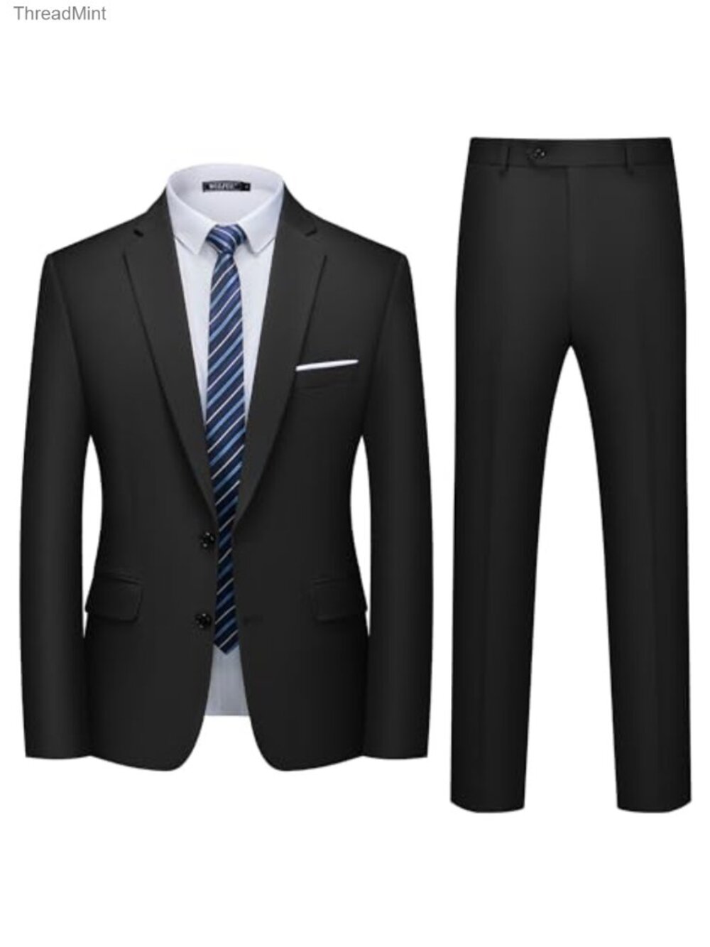 WULFUL Men's 2 Piece Slim Fit Suit Set Blazer Jacket Pants Business